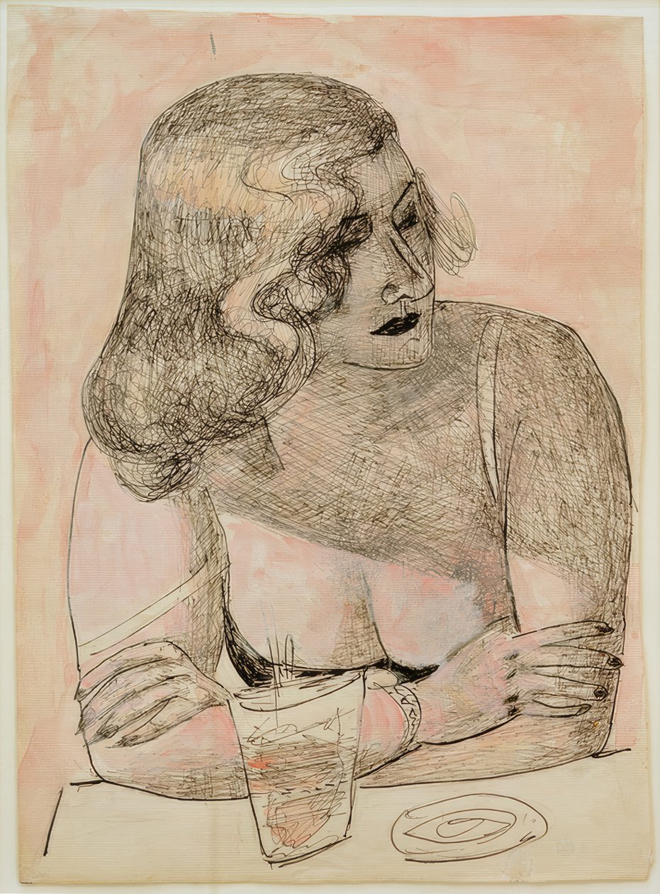 Ung kvinde med glas af Max Beckmann