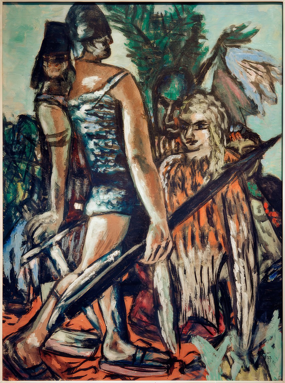 Kriger og fuglekvinde af Max Beckmann