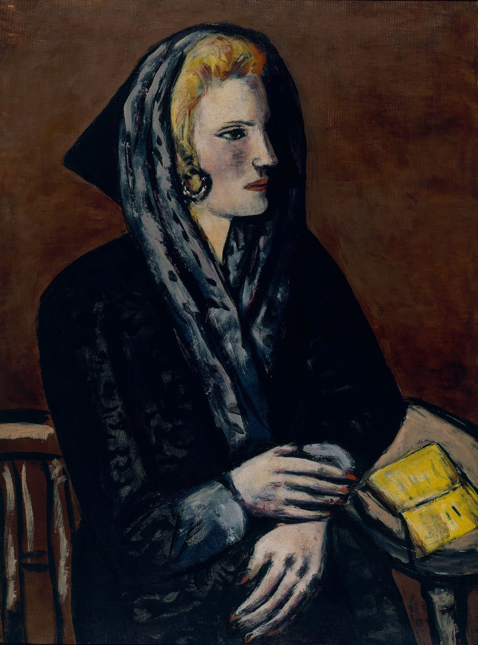 Dame med grå kapuciner af Max Beckmann