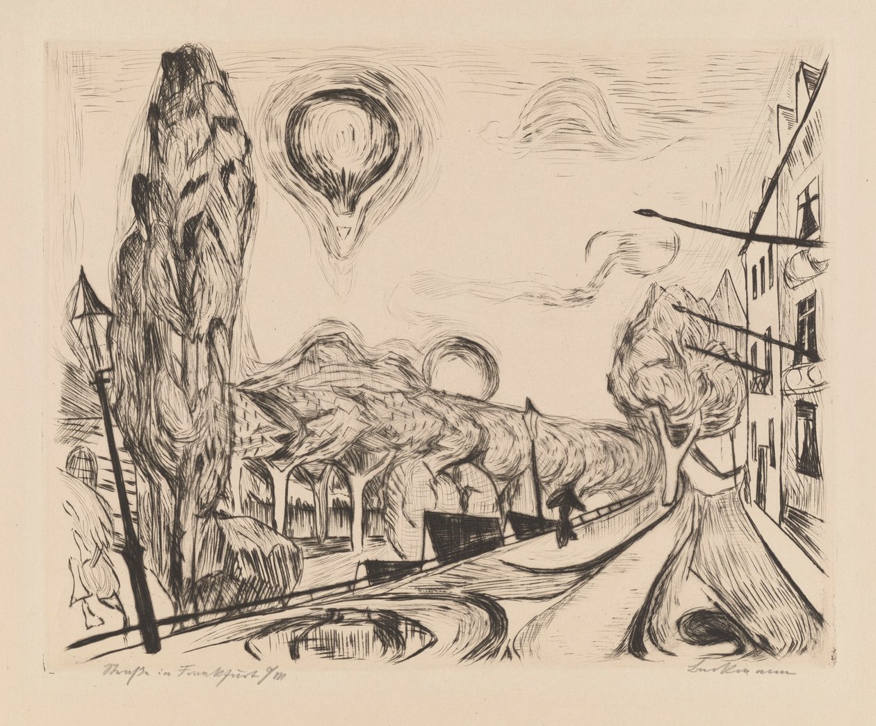 Landskab med ballon af Max Beckmann