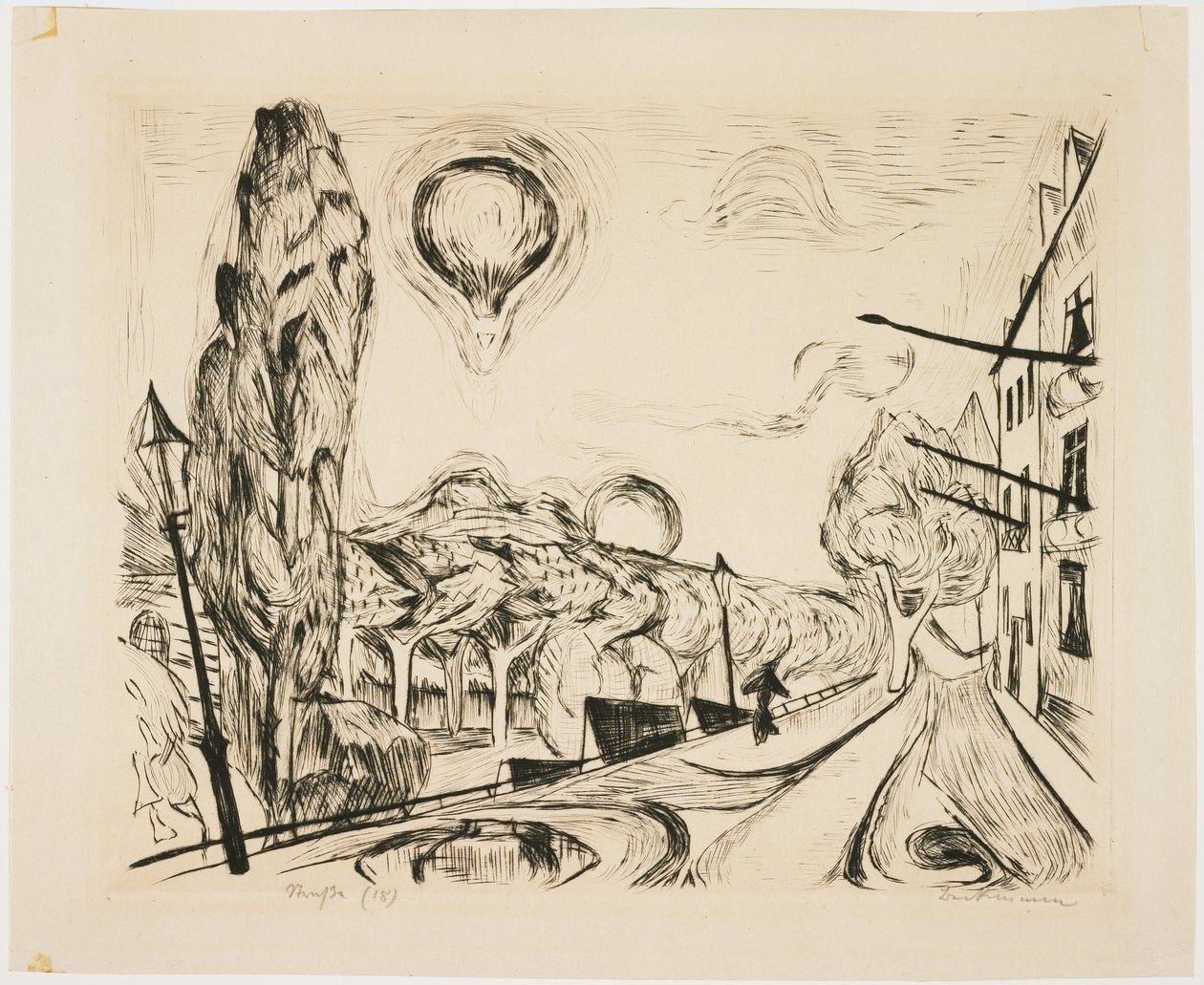 Landskab med ballon af Max Beckmann