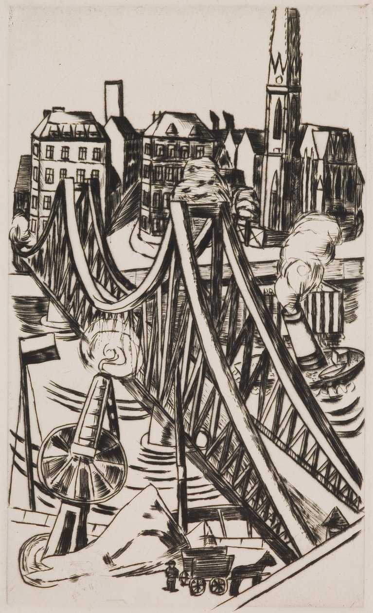 Stor bro ("Eiserner Steg" i Frankfurt am Main) af Max Beckmann