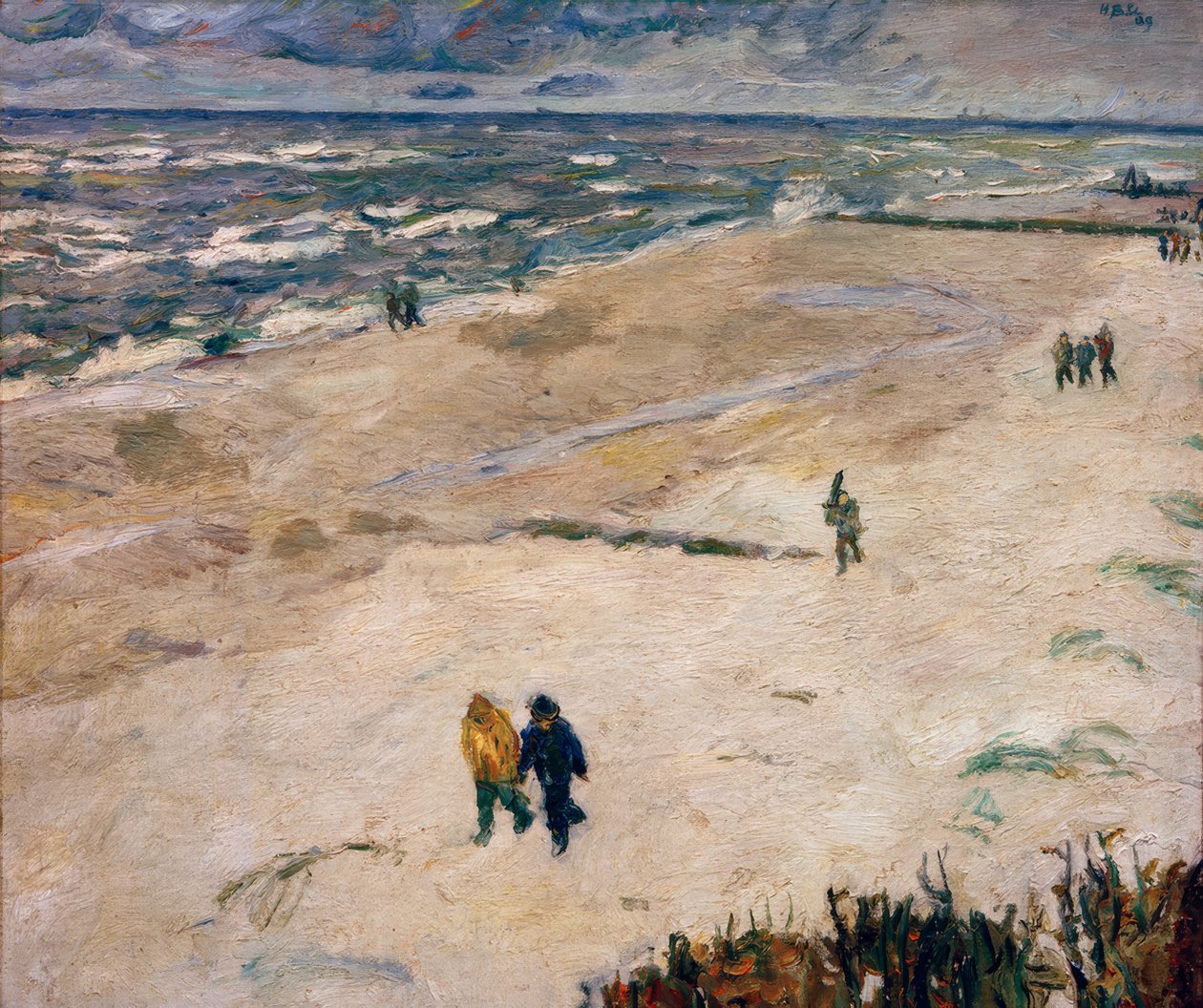 Folk efter arbejde ved havet (På stranden i Wangerooge) af Max Beckmann