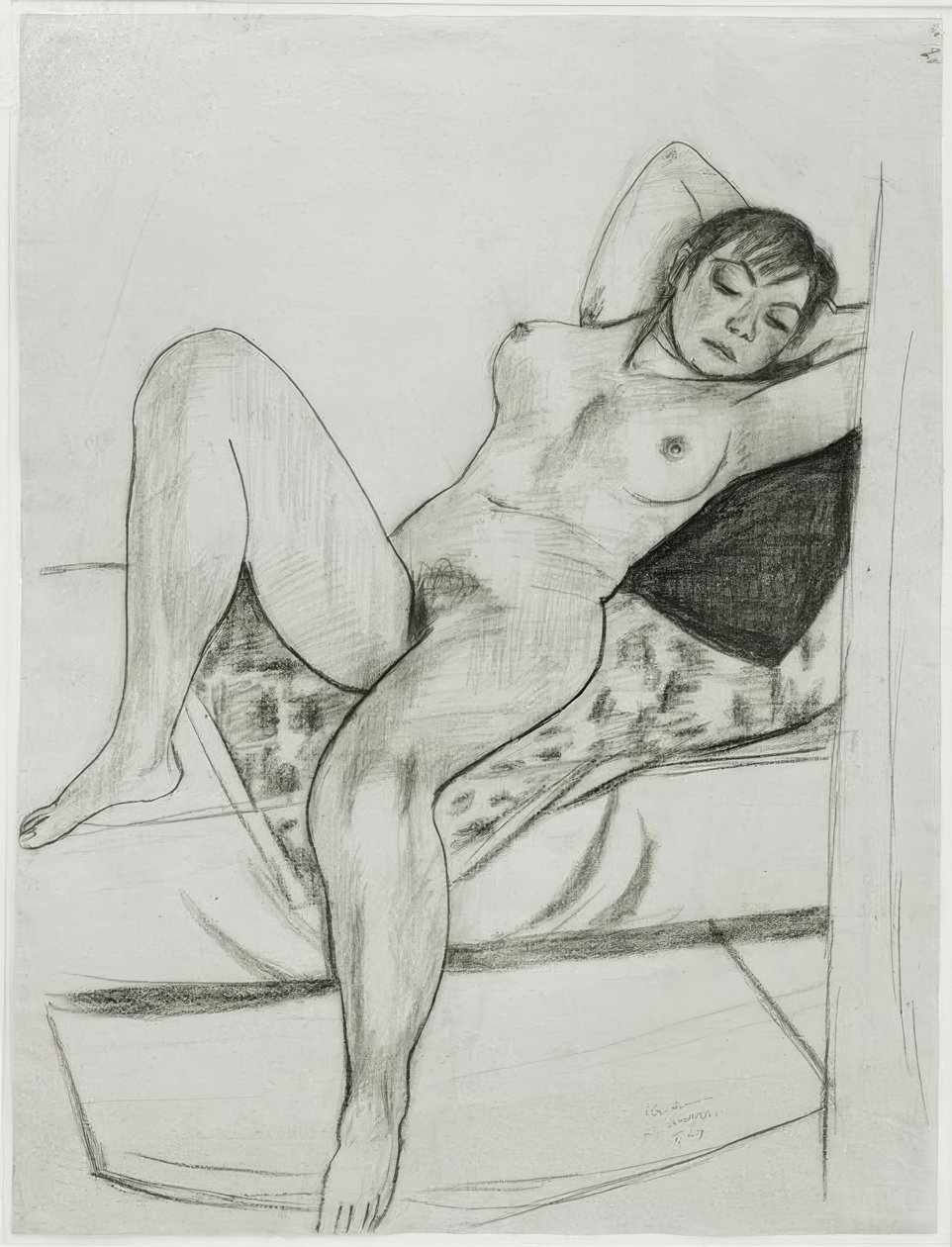 Liggende nøgen kvinde af Max Beckmann