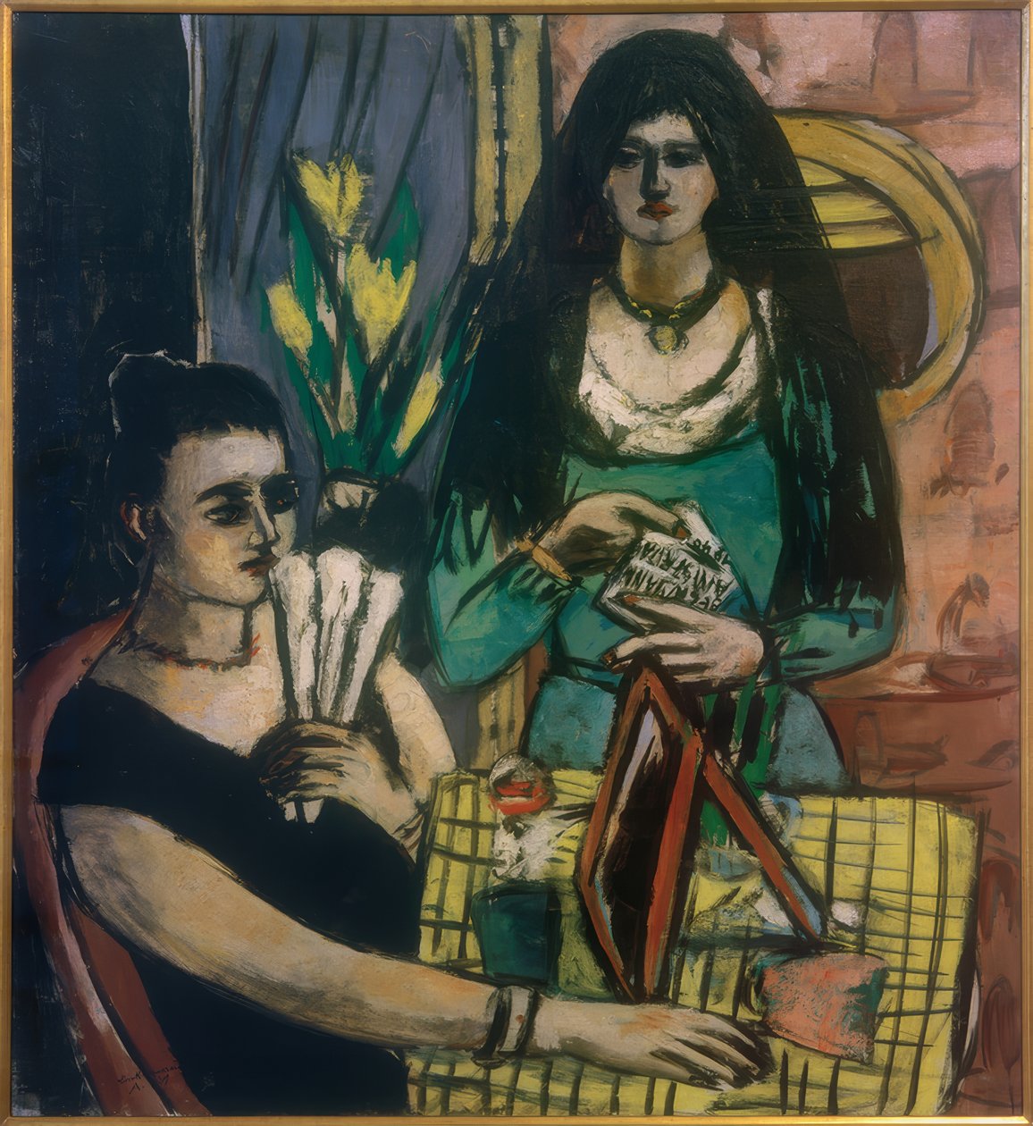 Pige i sort på grønt af Max Beckmann