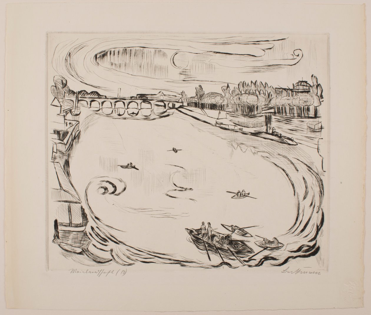 Main River Landscape, plade 6 fra porteføljen "Faces" af Max Beckmann