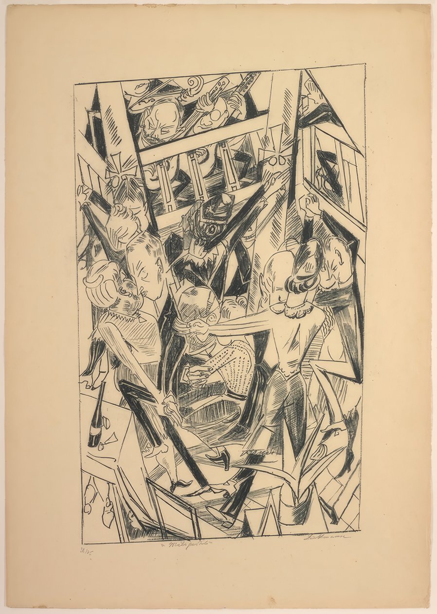 Malepartus, tallerken otte fra Die Hölle af Max Beckmann