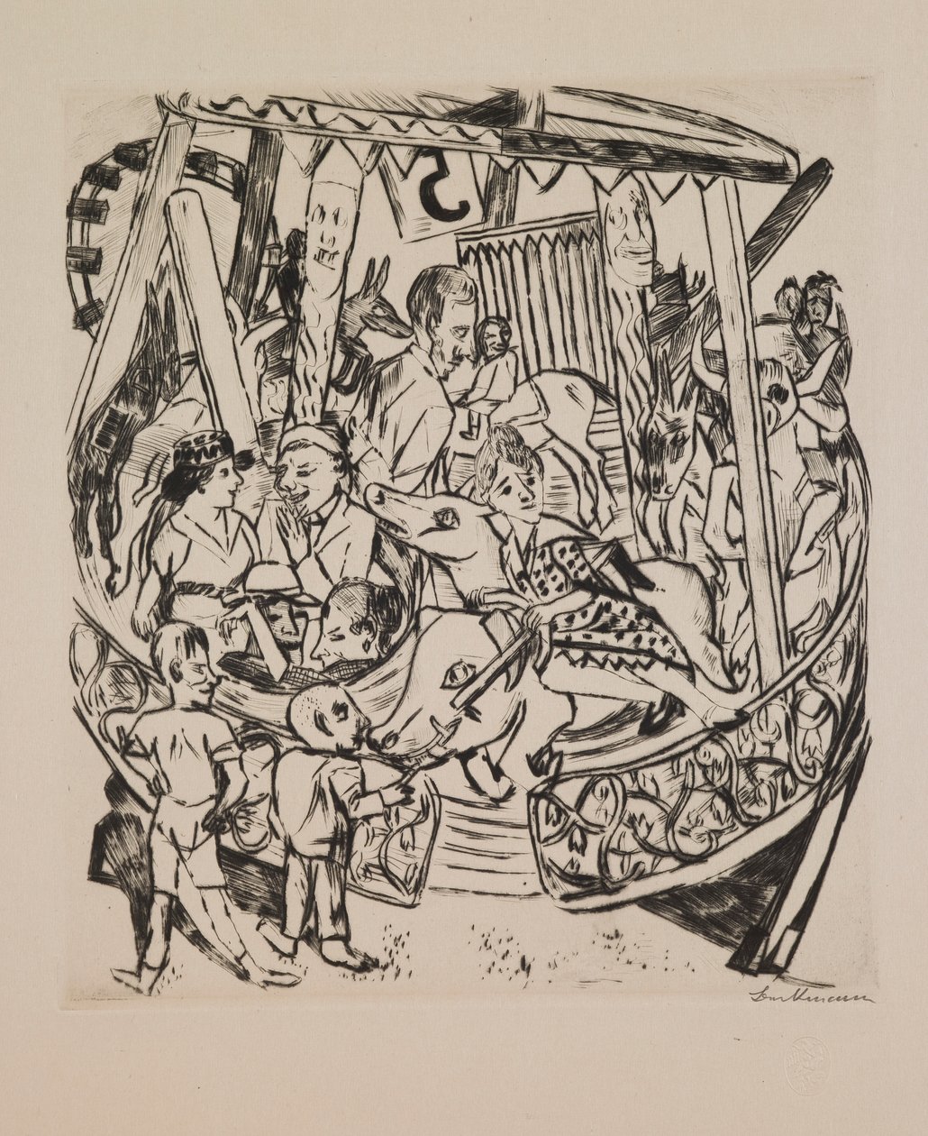 Merry-Go-Round, plade 7 fra porteføljen "Annual Fair" af Max Beckmann