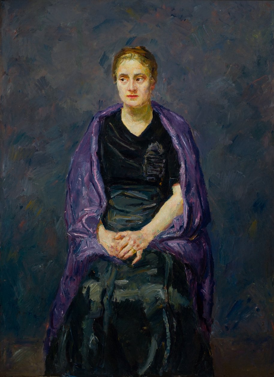 Minna Beckmann-Tube med et violet sjal af Max Beckmann