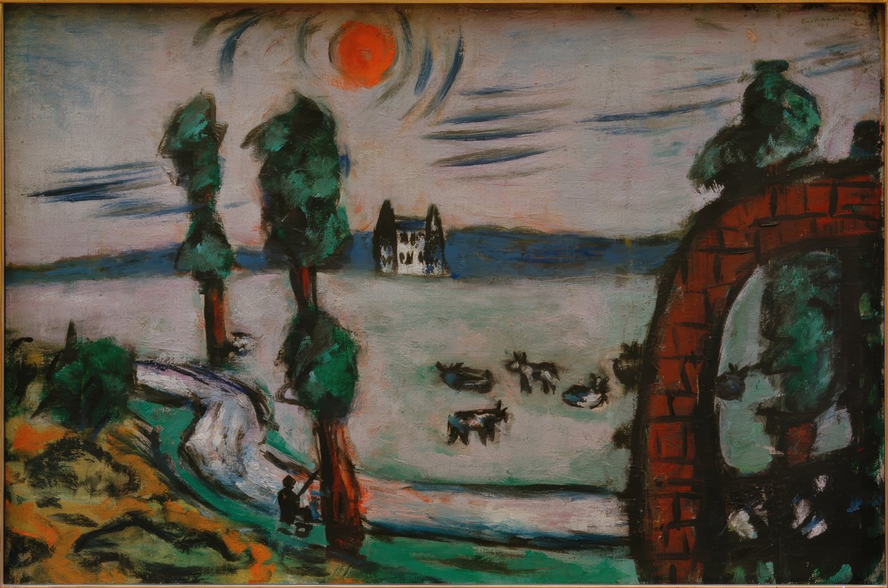 Tåget landskab med køer af Max Beckmann
