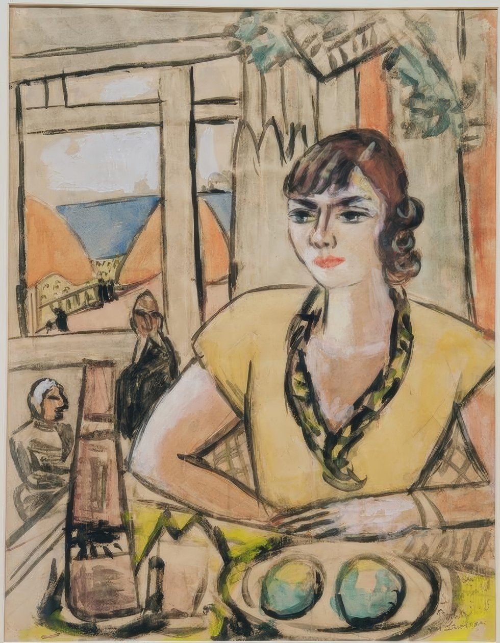 Portræt af Quappi i strandcaféen af Max Beckmann