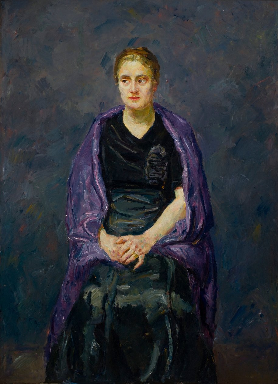Portræt af mink med violet sjal af Max Beckmann