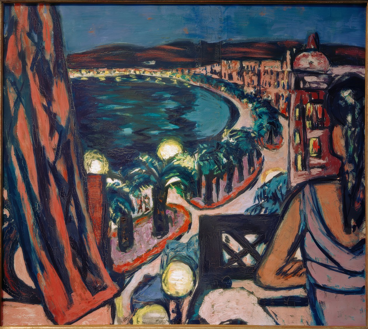 Promenade des Anglais (Nice vom Hotel bei Nacht) af Max Beckmann