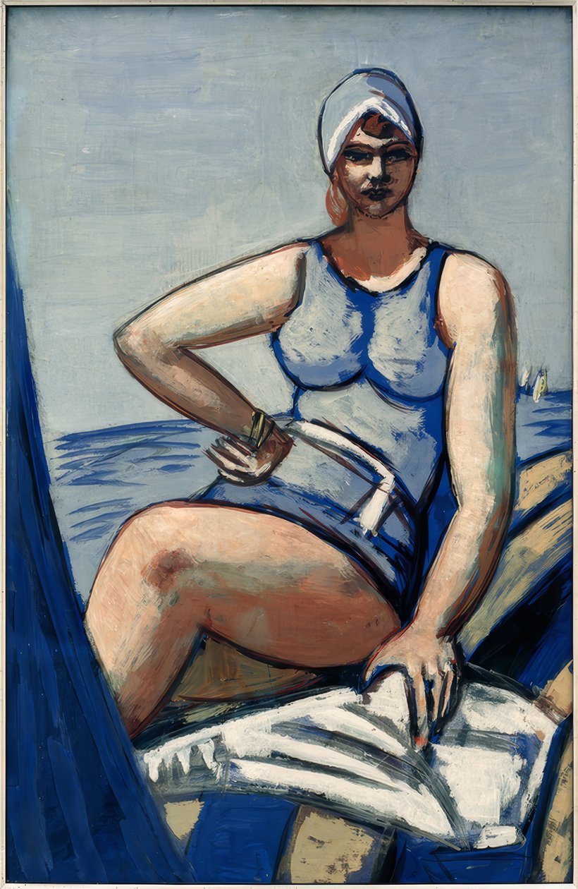 Quappi i blåt i båden af Max Beckmann