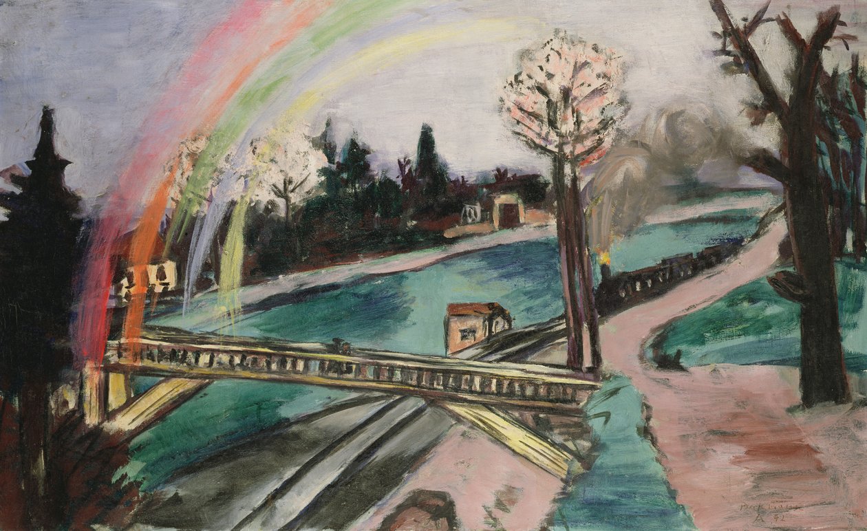 Jernbanebroen og regnbuen af Max Beckmann