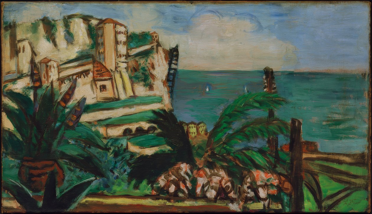 Rivierlandskab med klipper af Max Beckmann