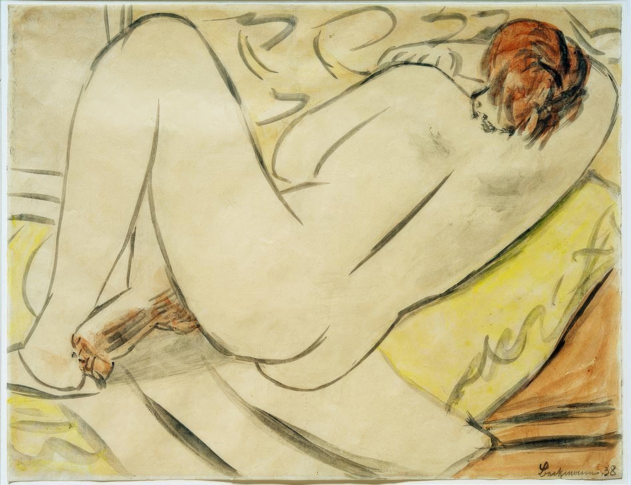 Nøgen bagfra, liggende af Max Beckmann