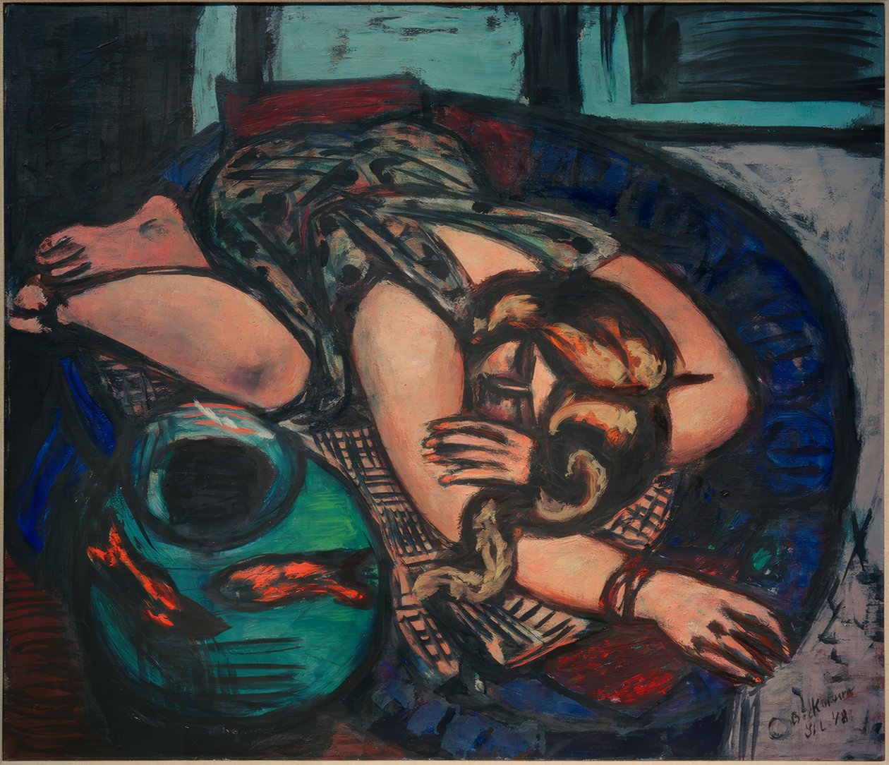Hvilende pige af Max Beckmann