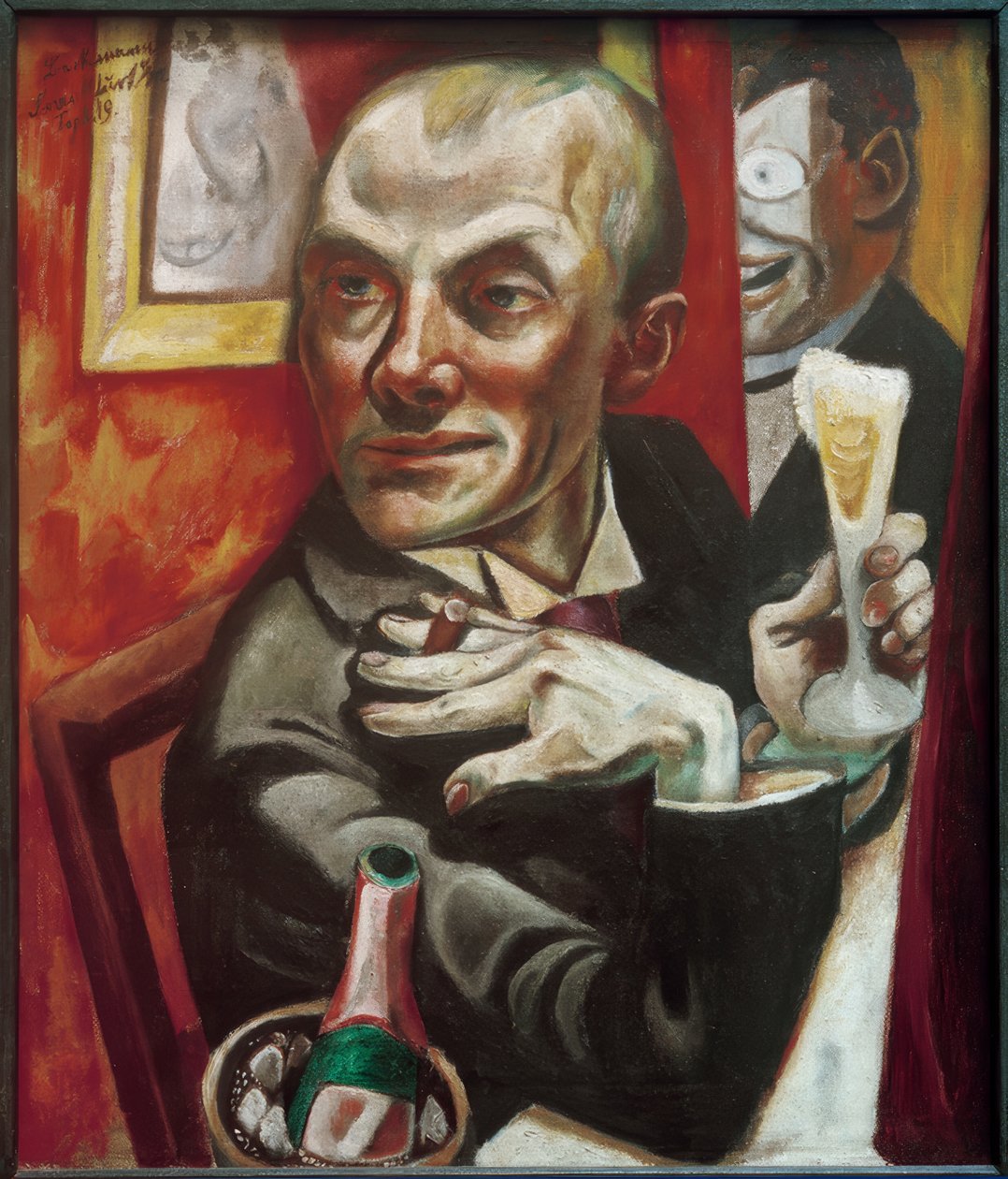 Selvportræt med champagneglas af Max Beckmann