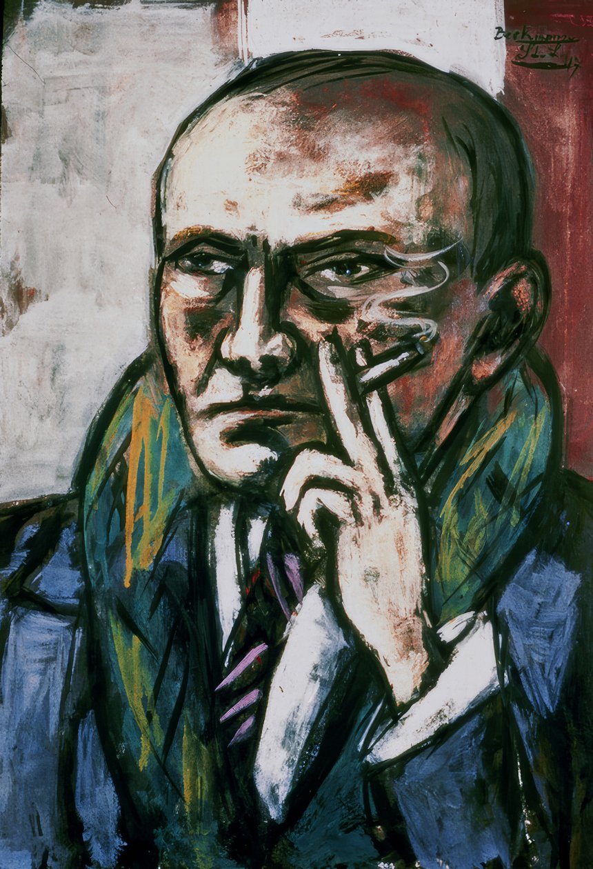 Selvportræt med en cigaret af Max Beckmann