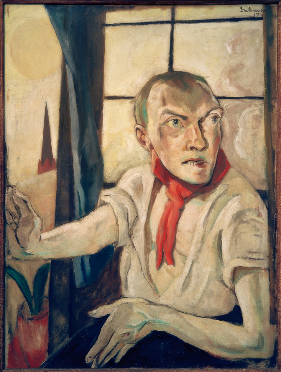 Selvportræt med rødt tørklæde af Max Beckmann