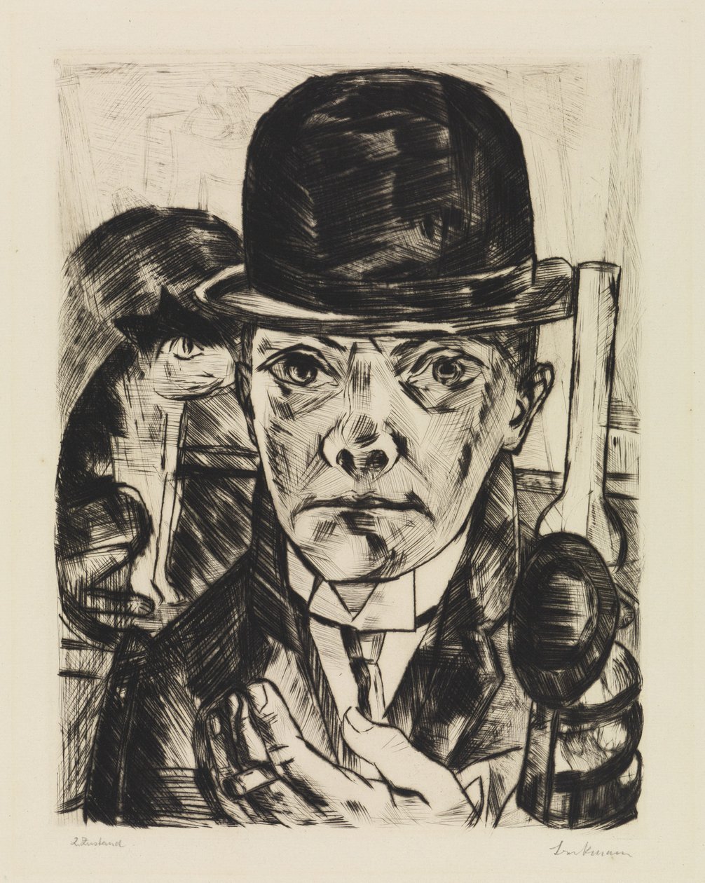 Selvportræt med stiv hat af Max Beckmann