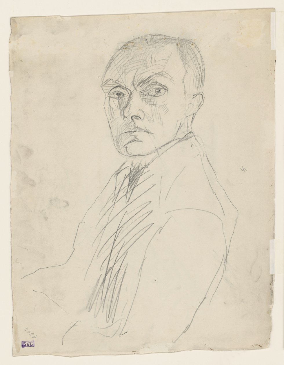 Selvportræt i halvprofil mod venstre (forkastet) af Max Beckmann