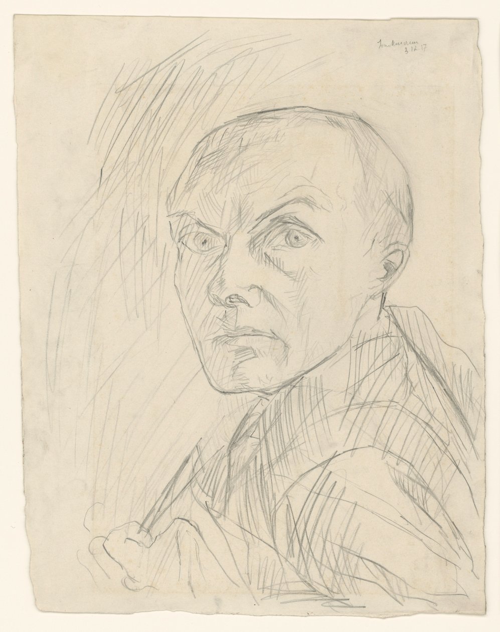 Selvportræt i halvprofil mod venstre af Max Beckmann