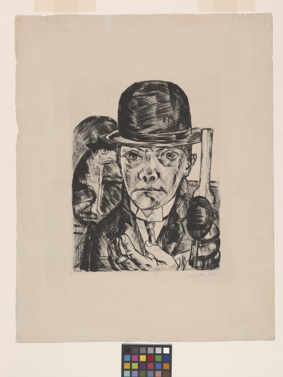 Selvportræt i bowlerhat af Max Beckmann