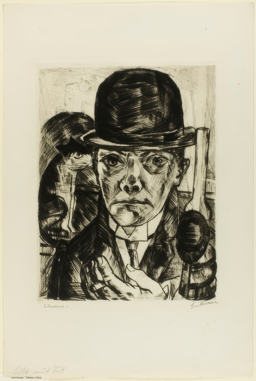 Selvportræt i bowlerhat af Max Beckmann