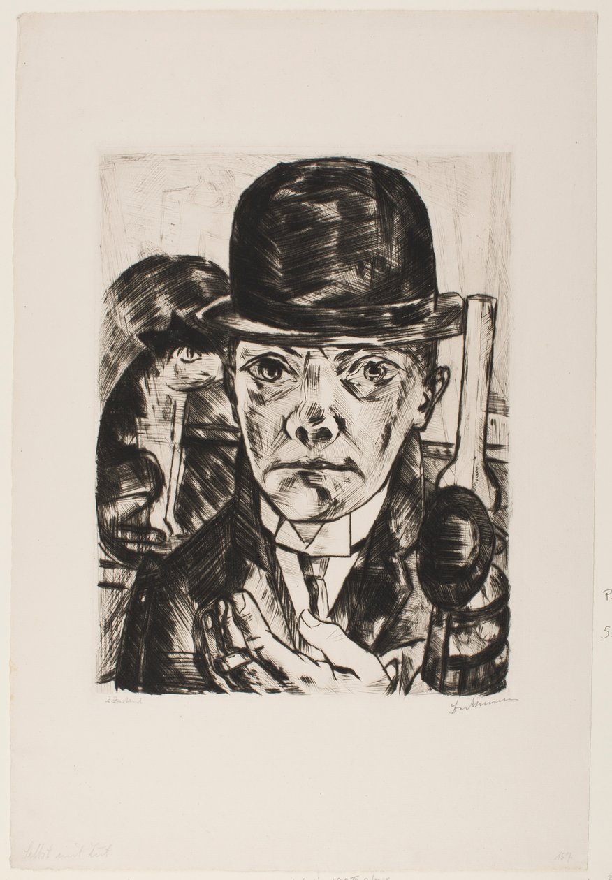 Selvportræt i bowlerhat af Max Beckmann