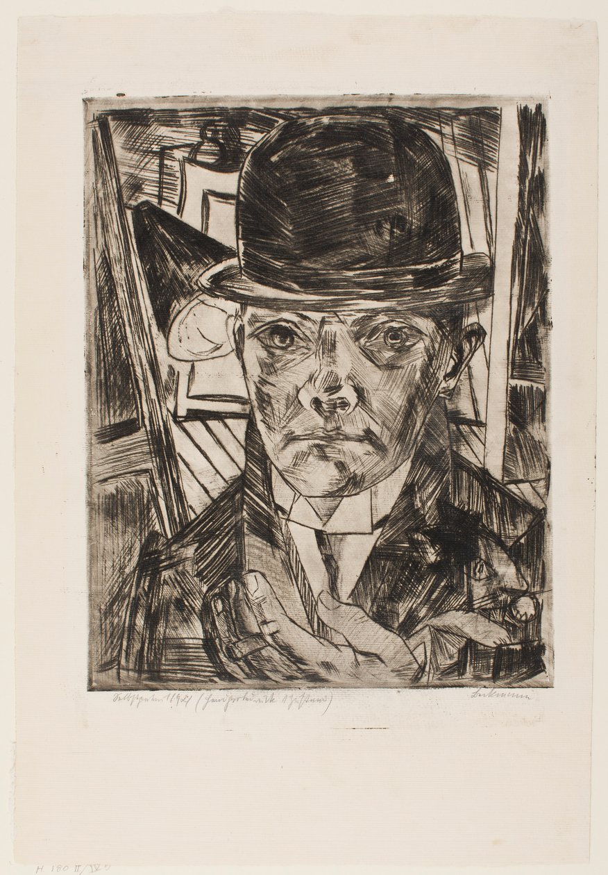 Selvportræt med bowlerhat af Max Beckmann