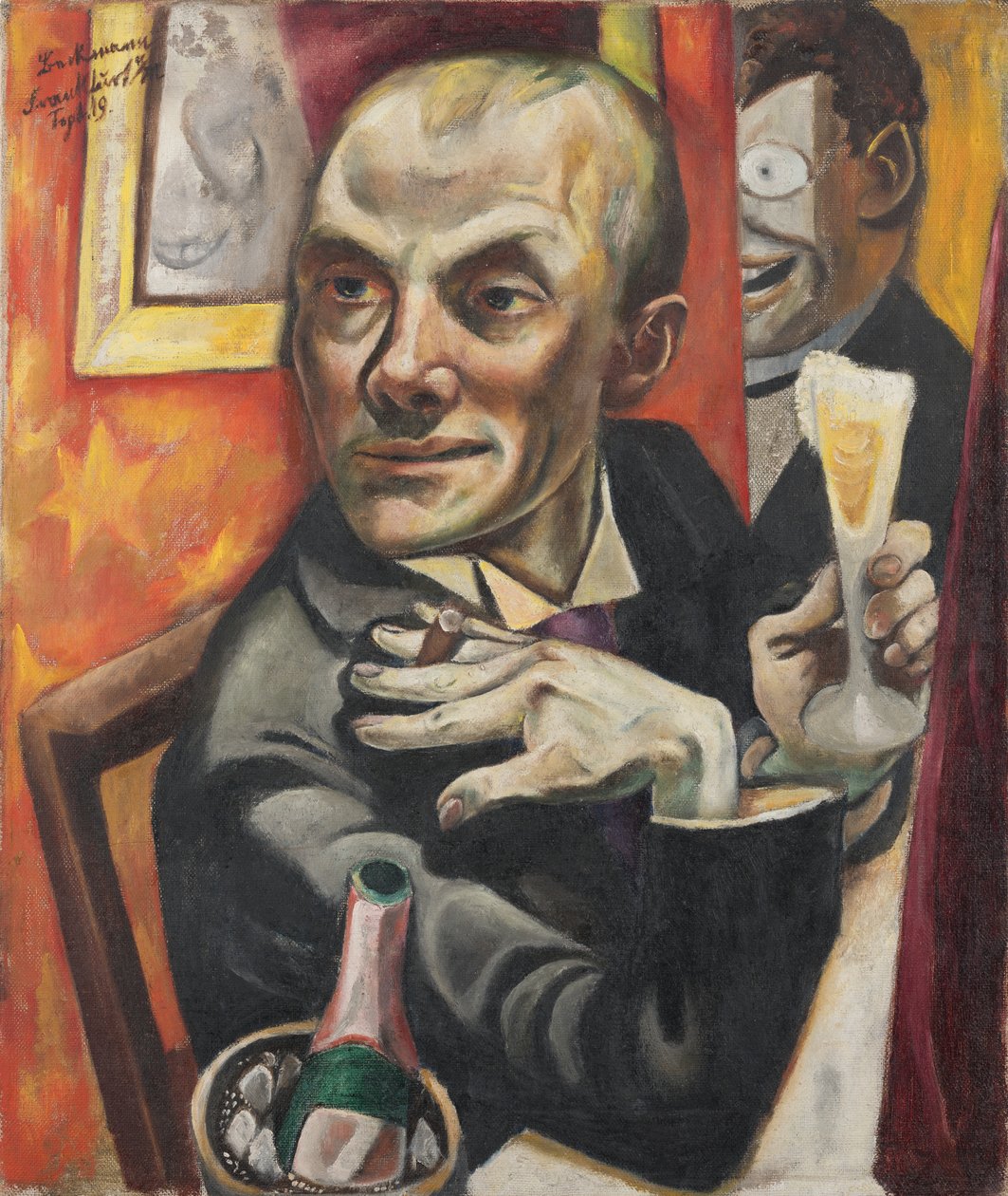 Selvportræt med champagneglas af Max Beckmann