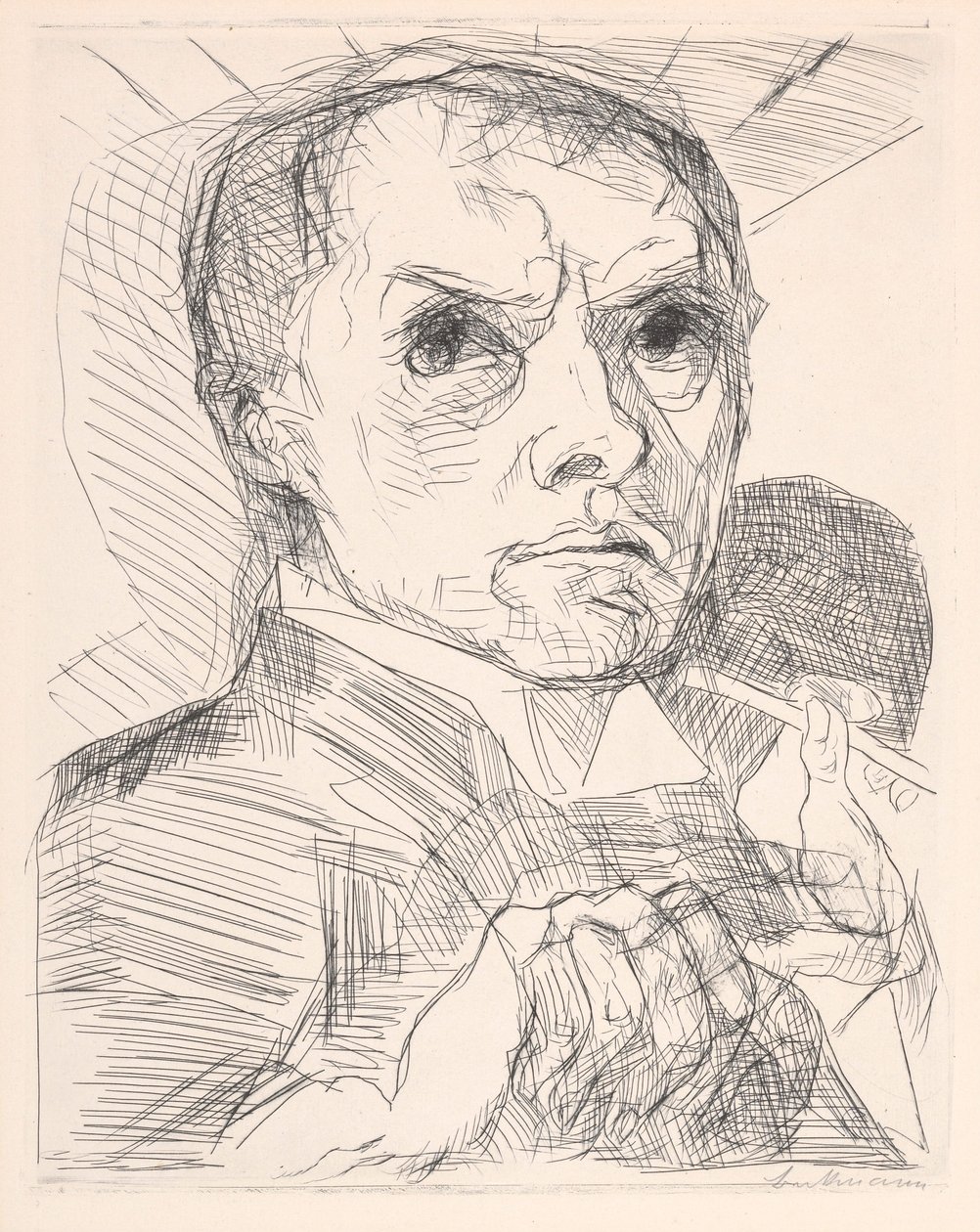 Selvportræt med griffel af Max Beckmann