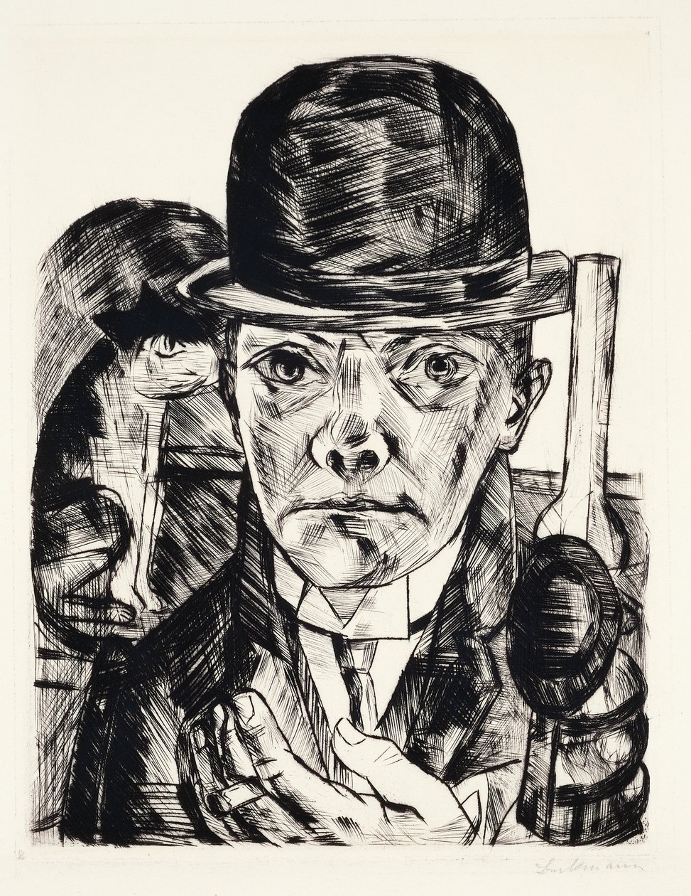 Selvportræt med hat af Max Beckmann