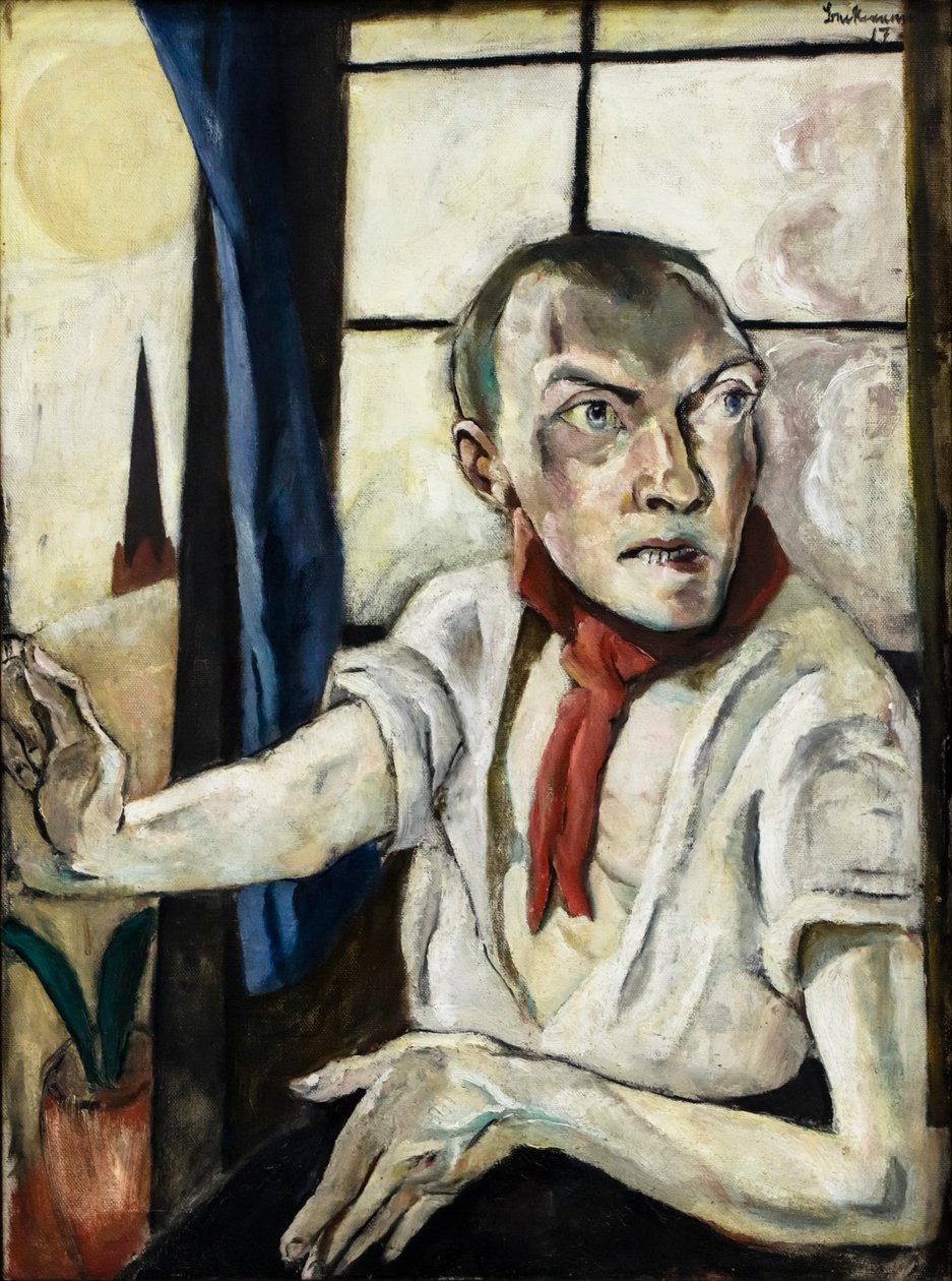 Selvportræt med rødt tørklæde af Max Beckmann
