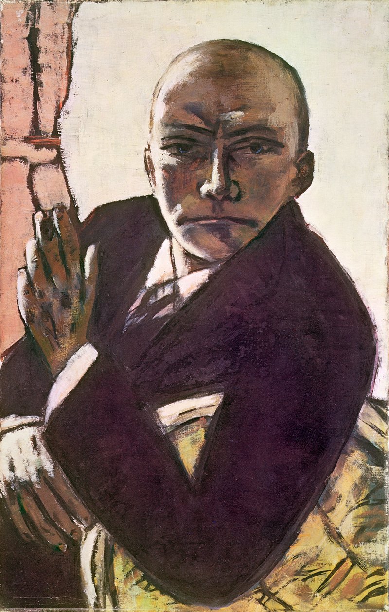 Selvportræt (olie på lærred) af Max Beckmann