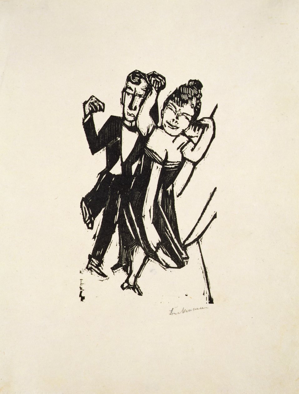 Lille dansende par (træsnit) af Max Beckmann