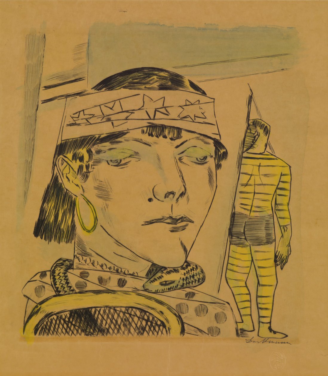 Schlangenfrau, von der Jahresmesse af Max Beckmann
