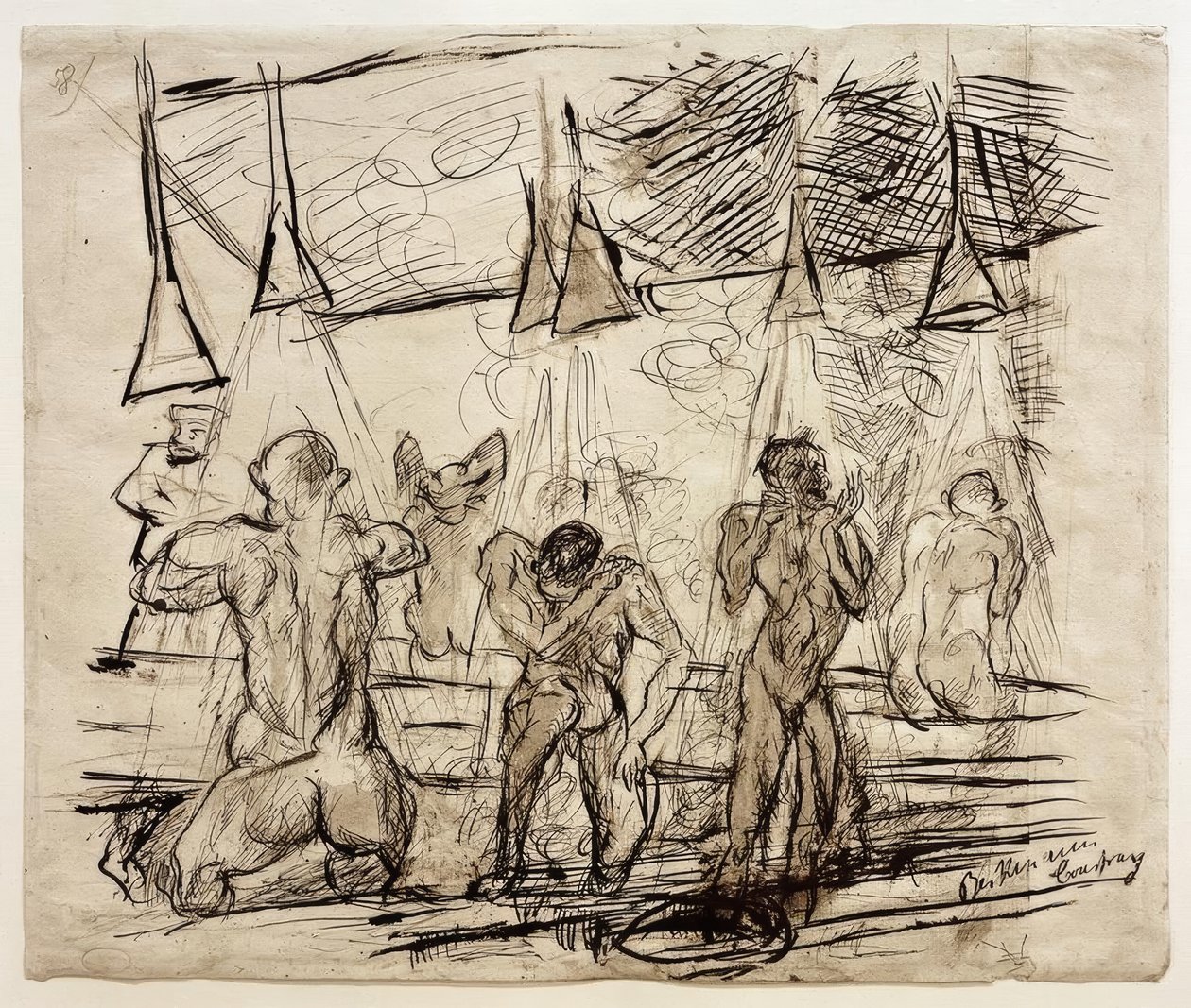 Soldaterbad - brusebad for soldater af Max Beckmann