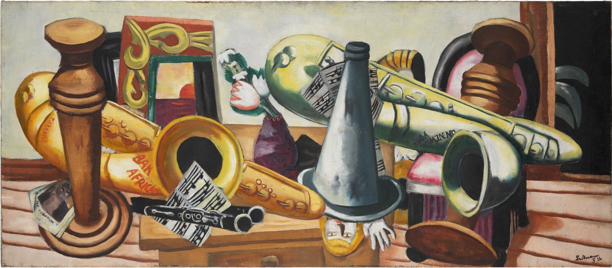 Stilleben med saxofoner af Max Beckmann