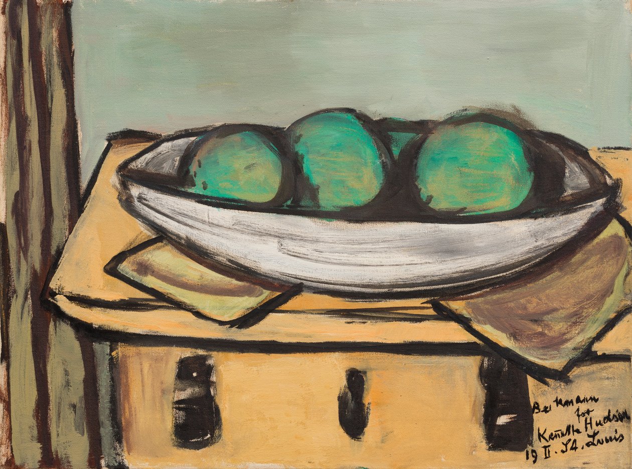 Stilleben med stor grøn frugt af Max Beckmann