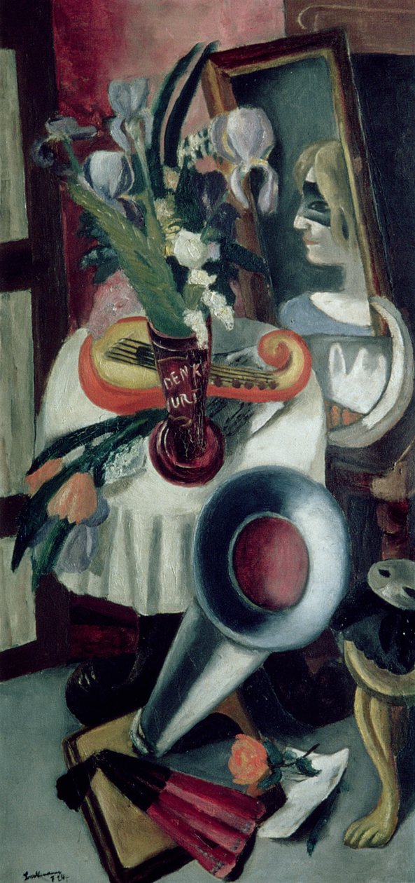 Stilleben med grammofon og iris af Max Beckmann