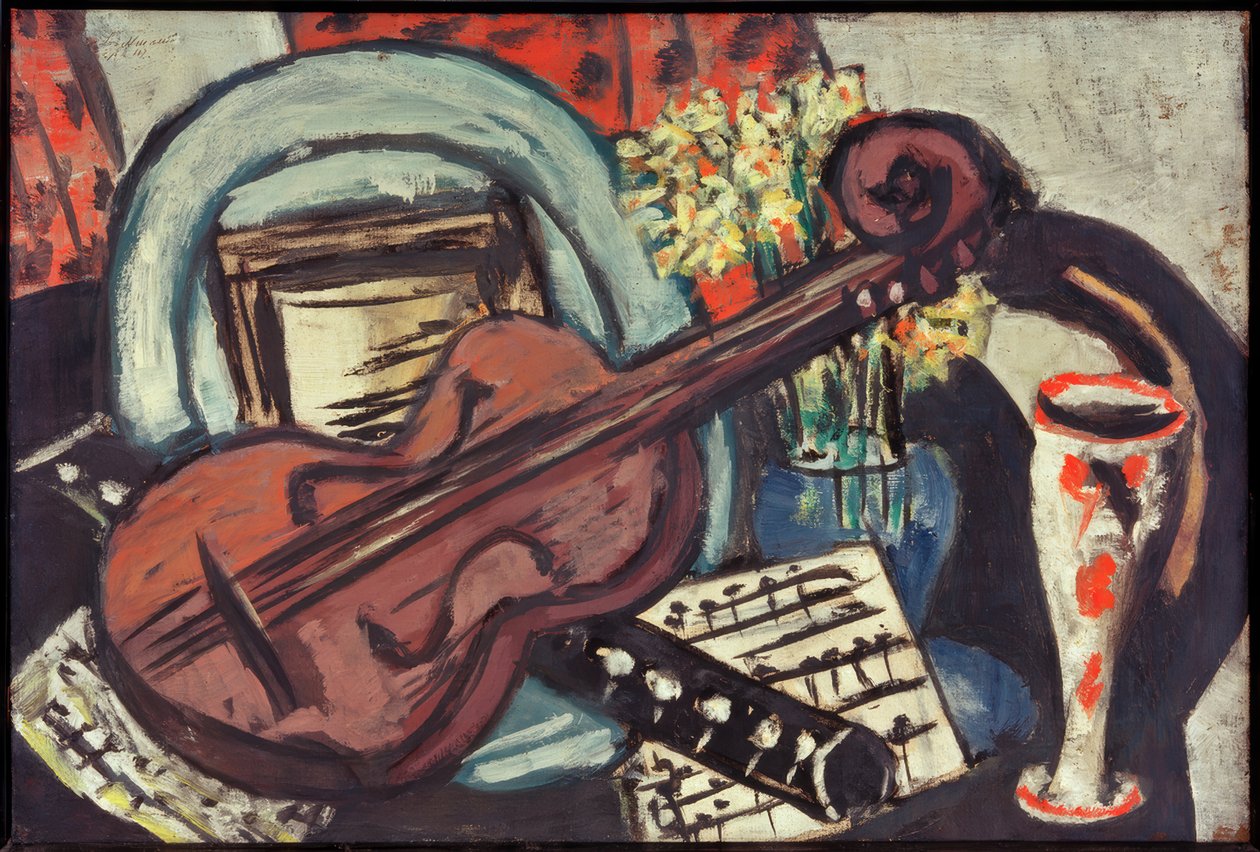 Stilleben med violin og fløjte af Max Beckmann