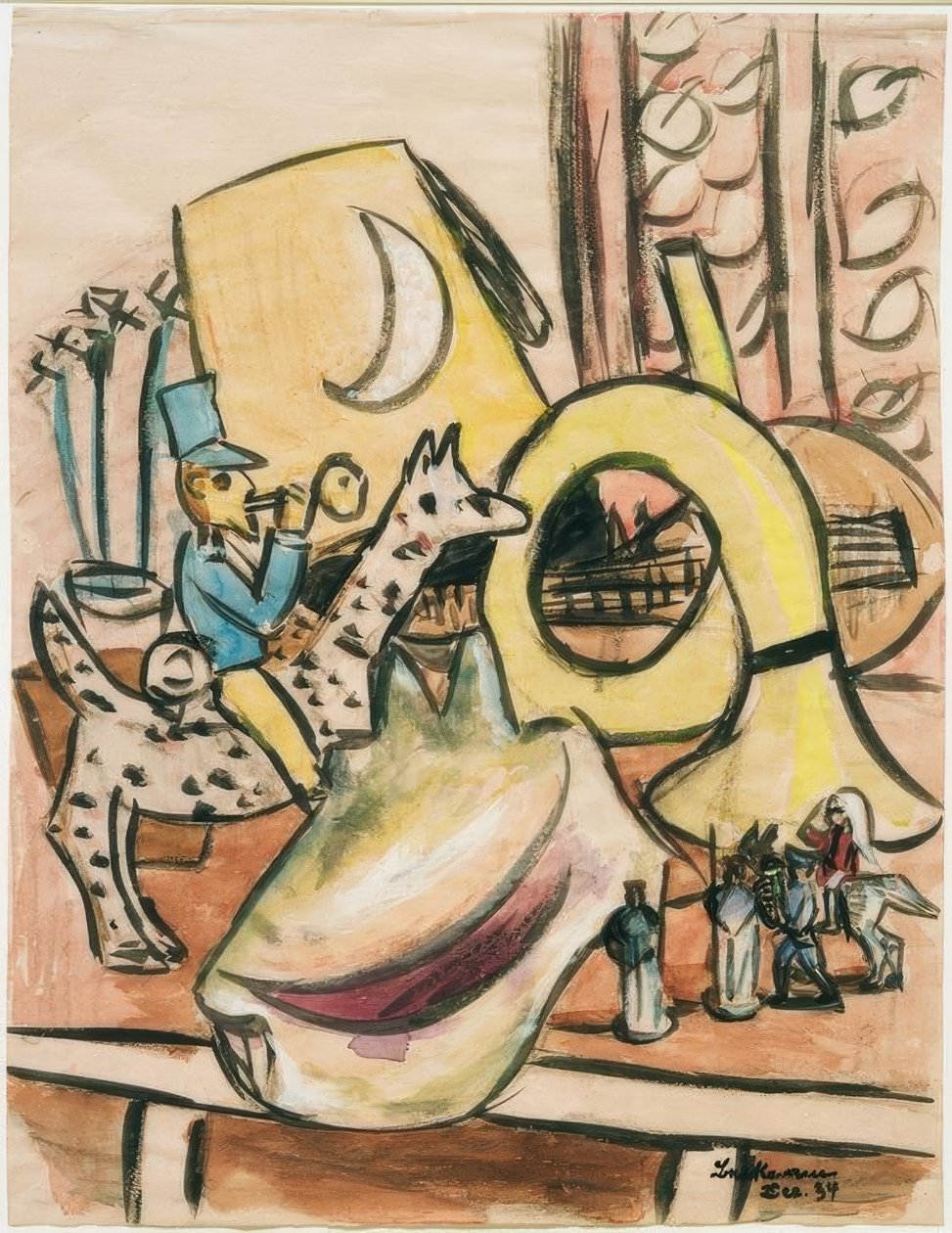 Stilleben med legetøj og muslingeskal af Max Beckmann