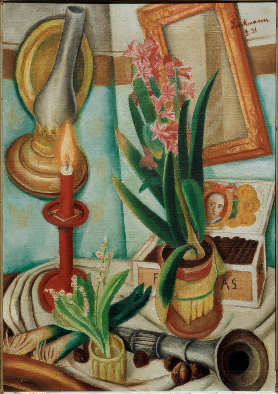 Stilleben med brændende stearinlys af Max Beckmann