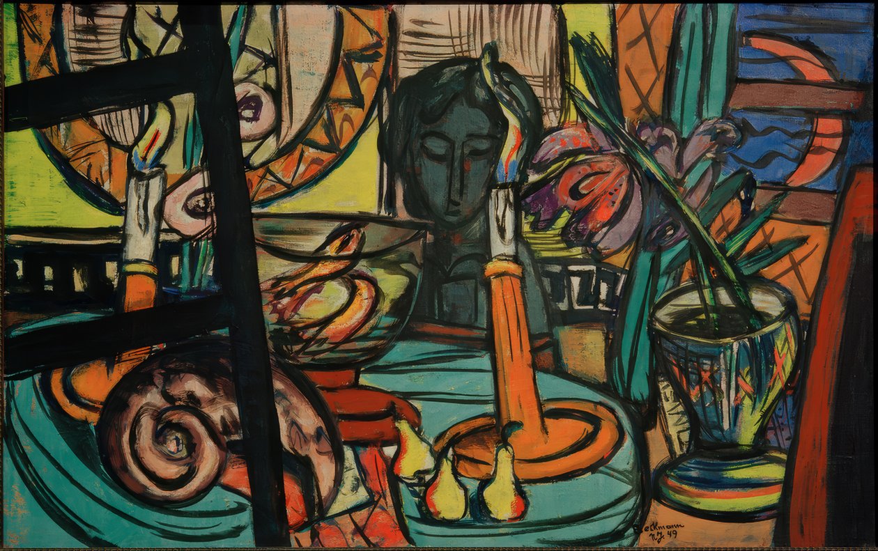 Stilleben med sort plastik af Max Beckmann