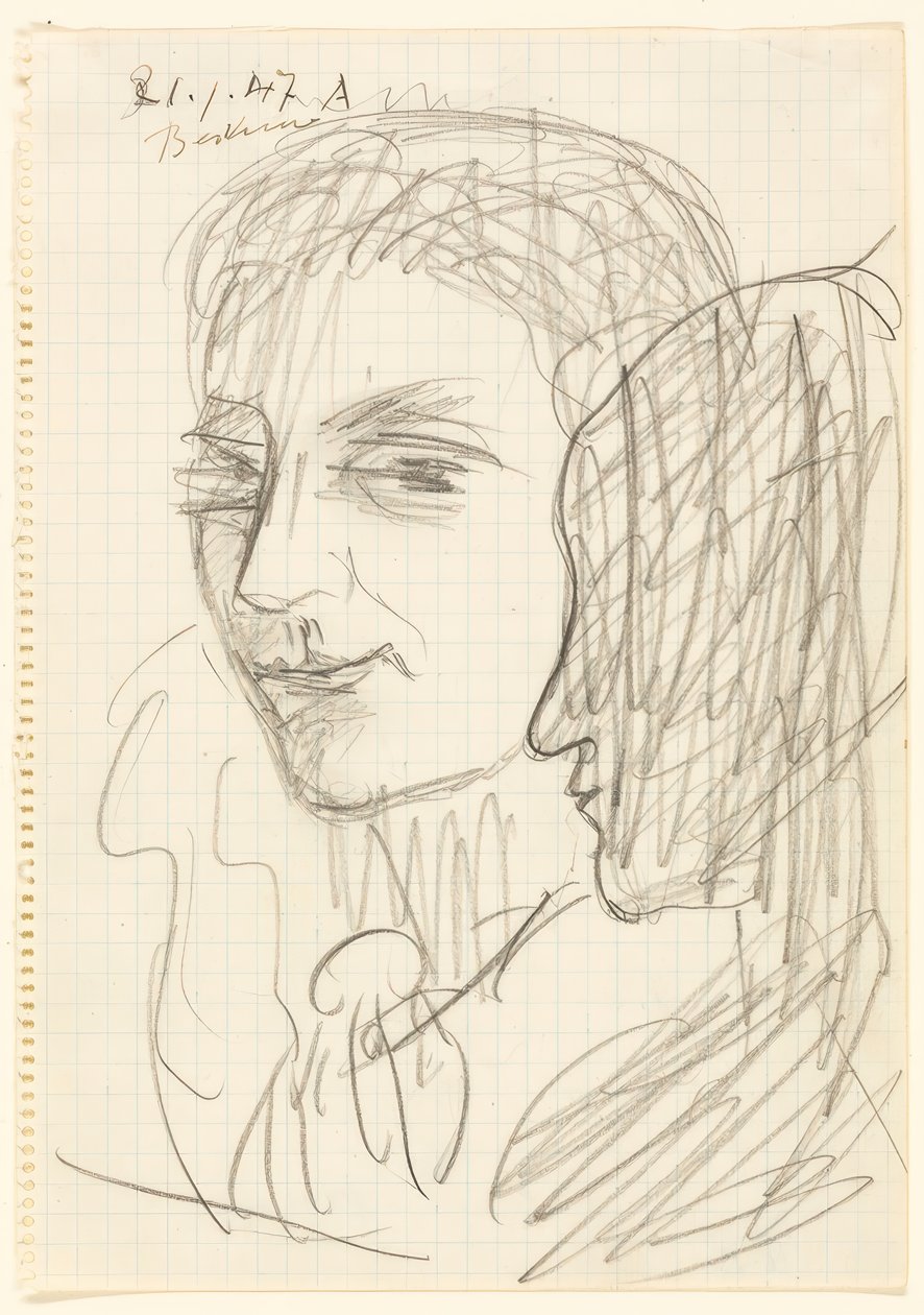 Studie af to hoveder af Max Beckmann