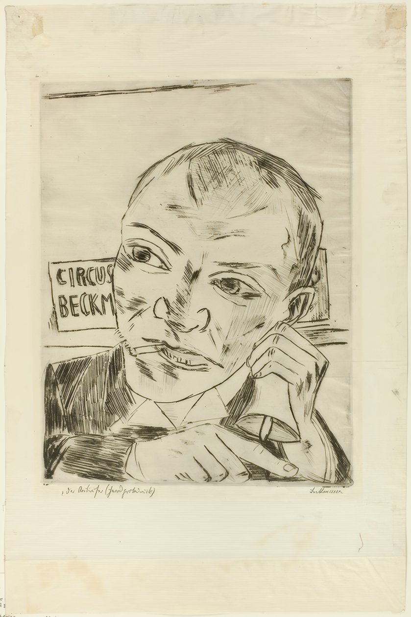 The Barker (Selvportræt), plade en fra Der Jahrmarkt af Max Beckmann
