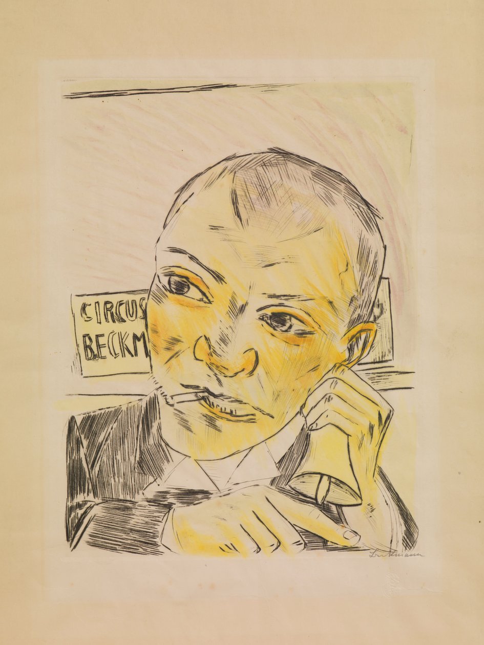 Der Ausrufer, von Der Jahrmarkt af Max Beckmann